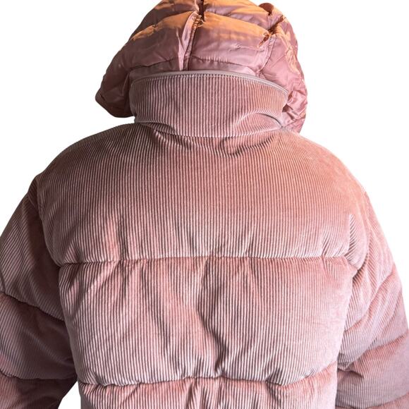 American Eagle Dusty Rose Pink Corduroy Puffer Jacket, Versatile Hood, Small - Picture 11 of 12